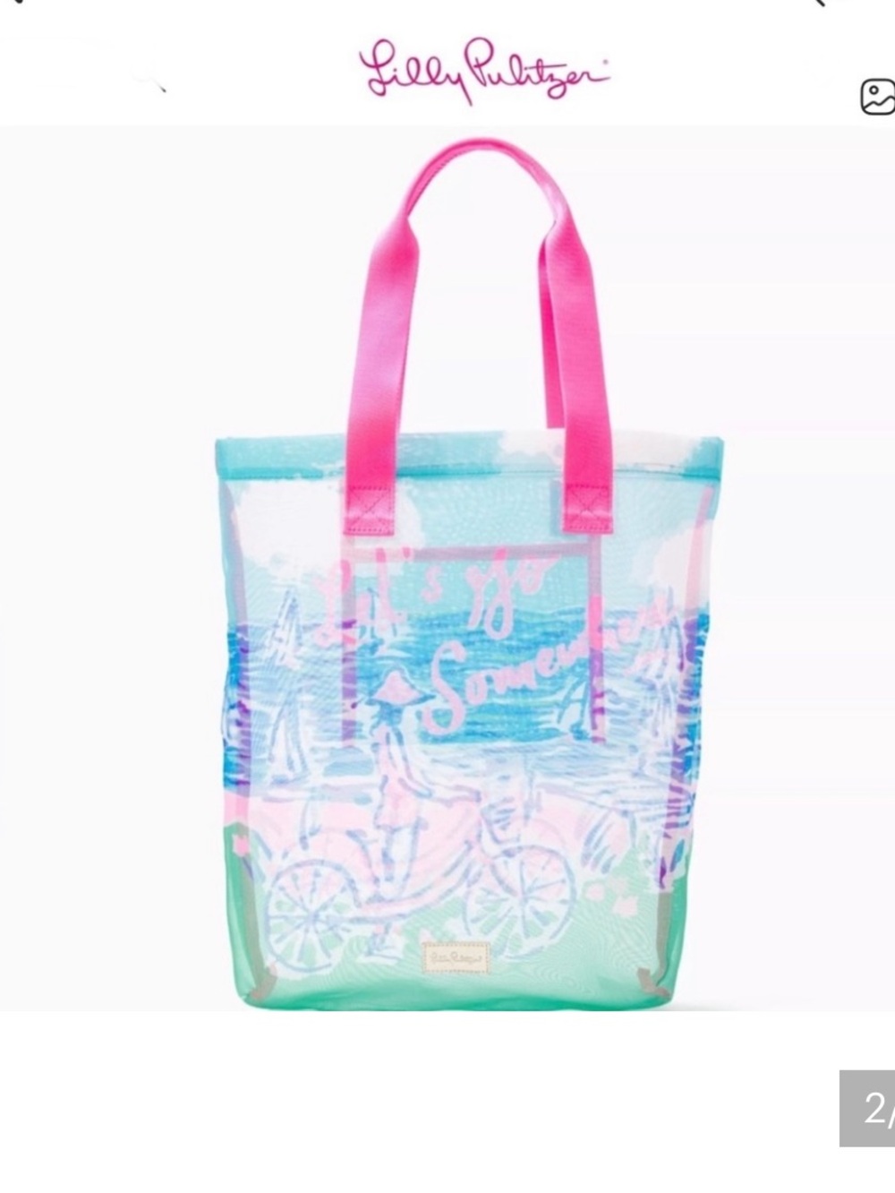 Lilly Pulitzer Let's Go Somewhere Mesh Shopper Tote Bag - Picture 2 of 5